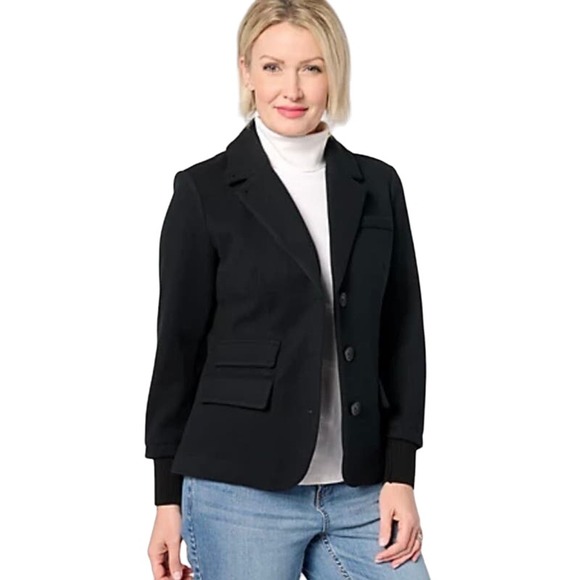 STUDIO PARK Jackets & Blazers - Studio Park x Amy Stran Faux Wool Knit Blazer NWT BLACK SIZE XL